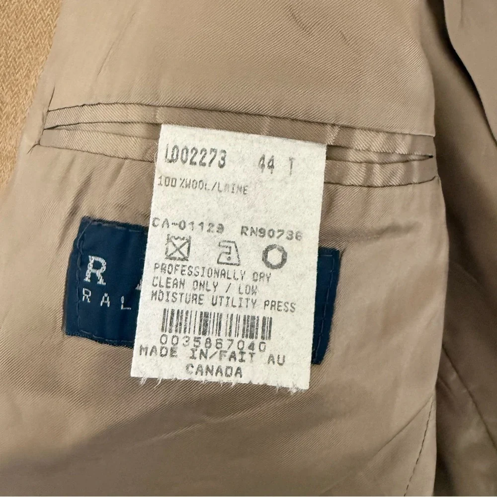 Vintage Polo Ralph Lauren Blazer Mens 44L Wool Camel color